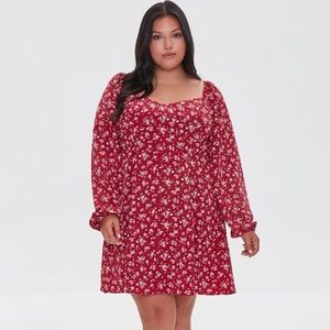Plus Size Ditsy Floral Mini Dress
